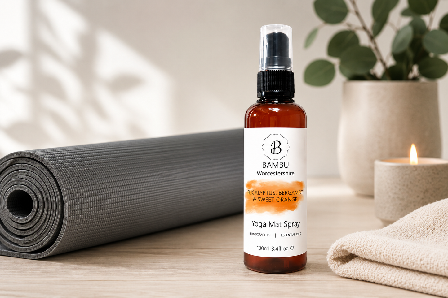 Eucalyptus, Bergamot & Sweet Orange Yoga Mat Spray - Essential Oil Yoga Mat Spray