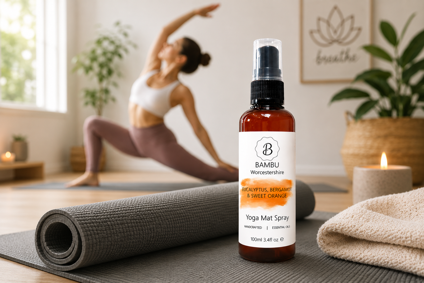 Eucalyptus, Bergamot & Sweet Orange Yoga Mat Spray - Essential Oil Yoga Mat Spray