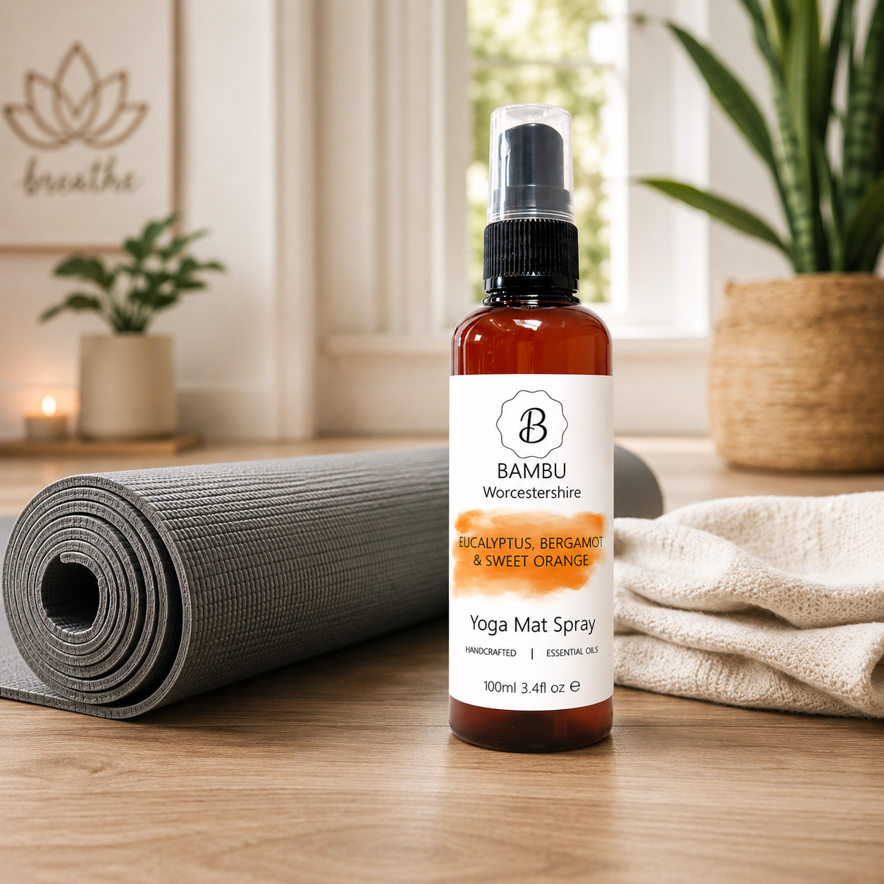 Eucalyptus, Bergamot & Sweet Orange Yoga Mat Spray - Essential Oil Yoga Mat Spray