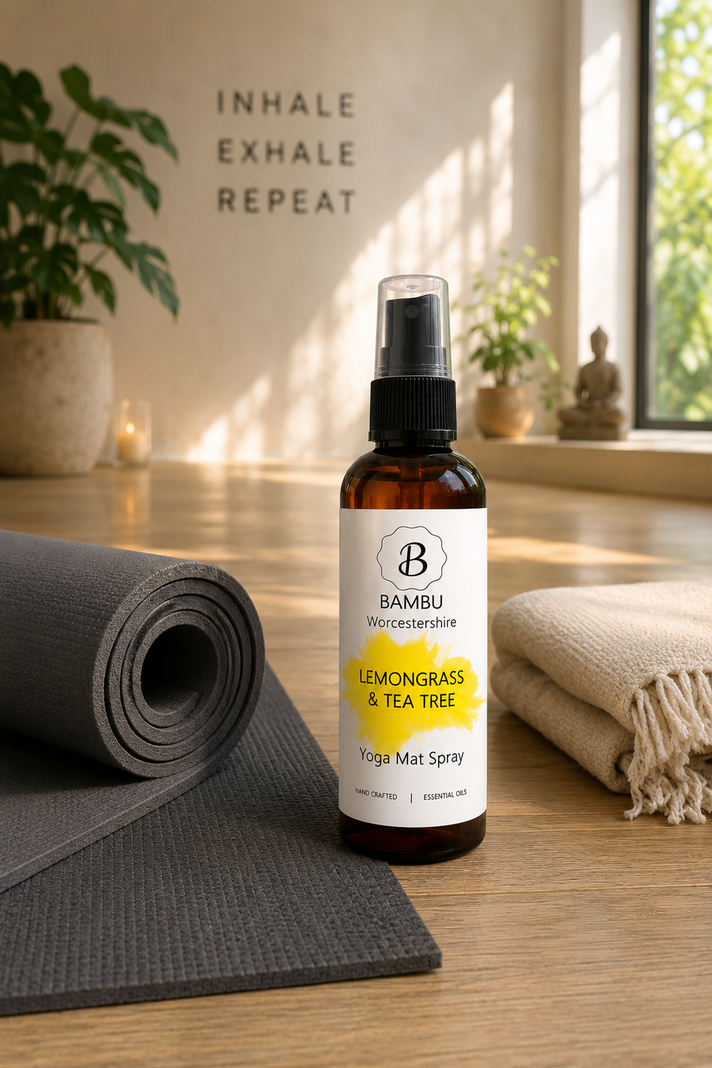 Lemongrass & Tea Tree Yoga Mat Spray Cleaner 100ml - Essential Oil Yoga Mat Spray