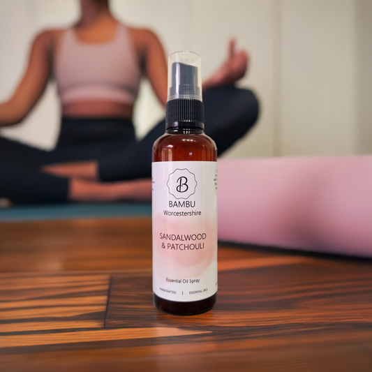 Luxury Yoga Mat Cleaner Spray – Sandalwood & Patchouli Essential Oils 100ml