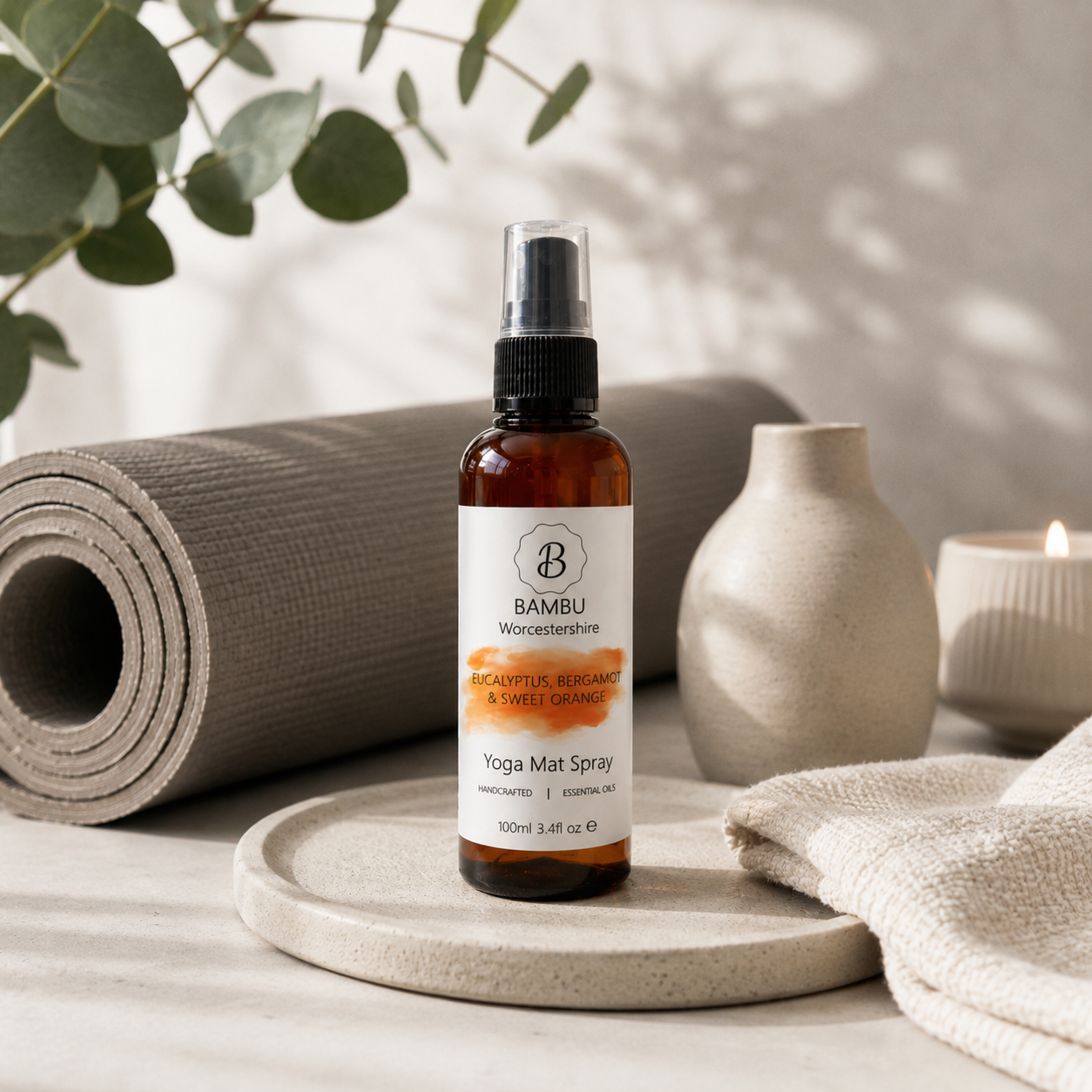 Eucalyptus, Bergamot & Sweet Orange Yoga Mat Spray - Essential Oil Yoga Mat Spray